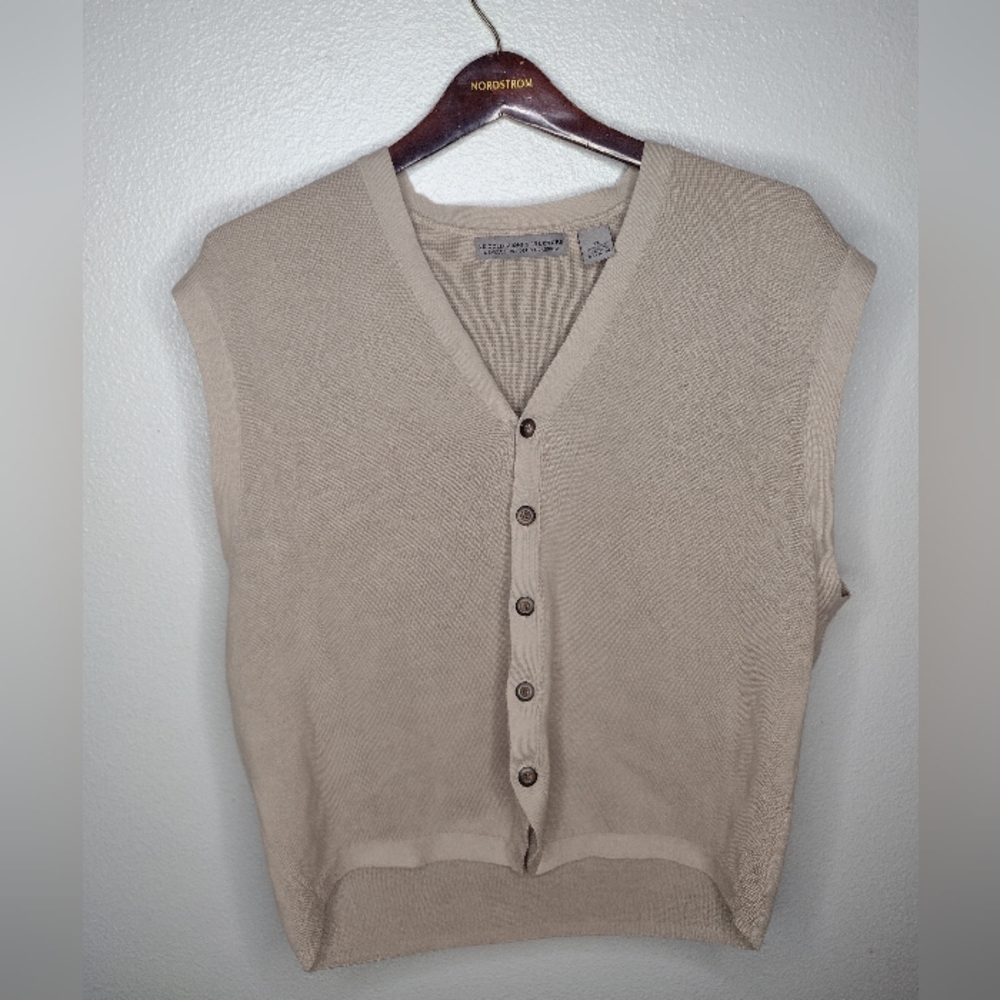 Le Collezioni Structure Mens  Sweater Vest XL Button Up Cotton Preppy A16